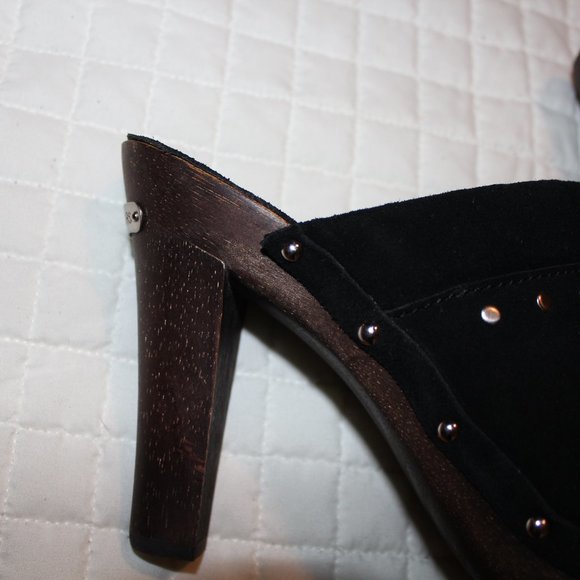 Michael Kors Black suede Leather Wood Heel Studded - Picture 10 of 12